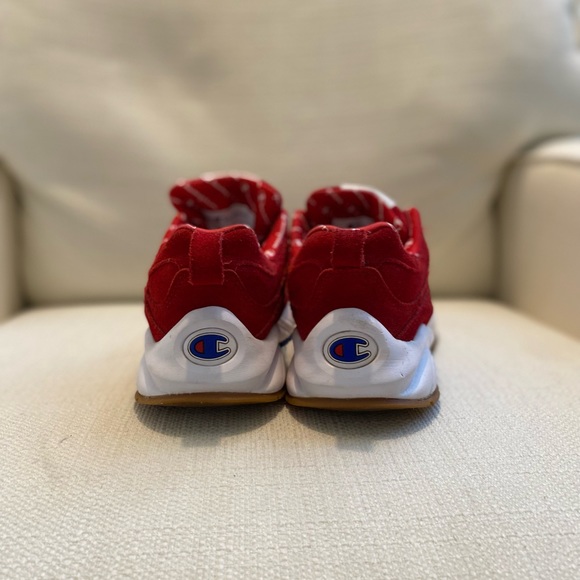 Red Suede Champion Sneakers - Picture 2 of 5